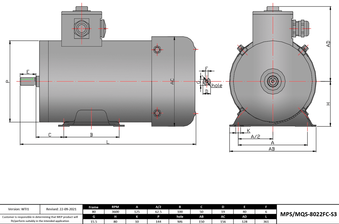 Max Motion MPS-8022FC-S3 | IEC Motor 1.5HP, 3600RPM, 575V, Frame 80, TEFC, Rigid Base