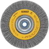 Crimped Bench Wire Brush, 6" Dia., 0.014" Fill, 5/8" - 1/2" Arbor