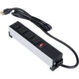 Indoor Brushed Aluminum Power Bar, 4 Outlet(s), 6'
