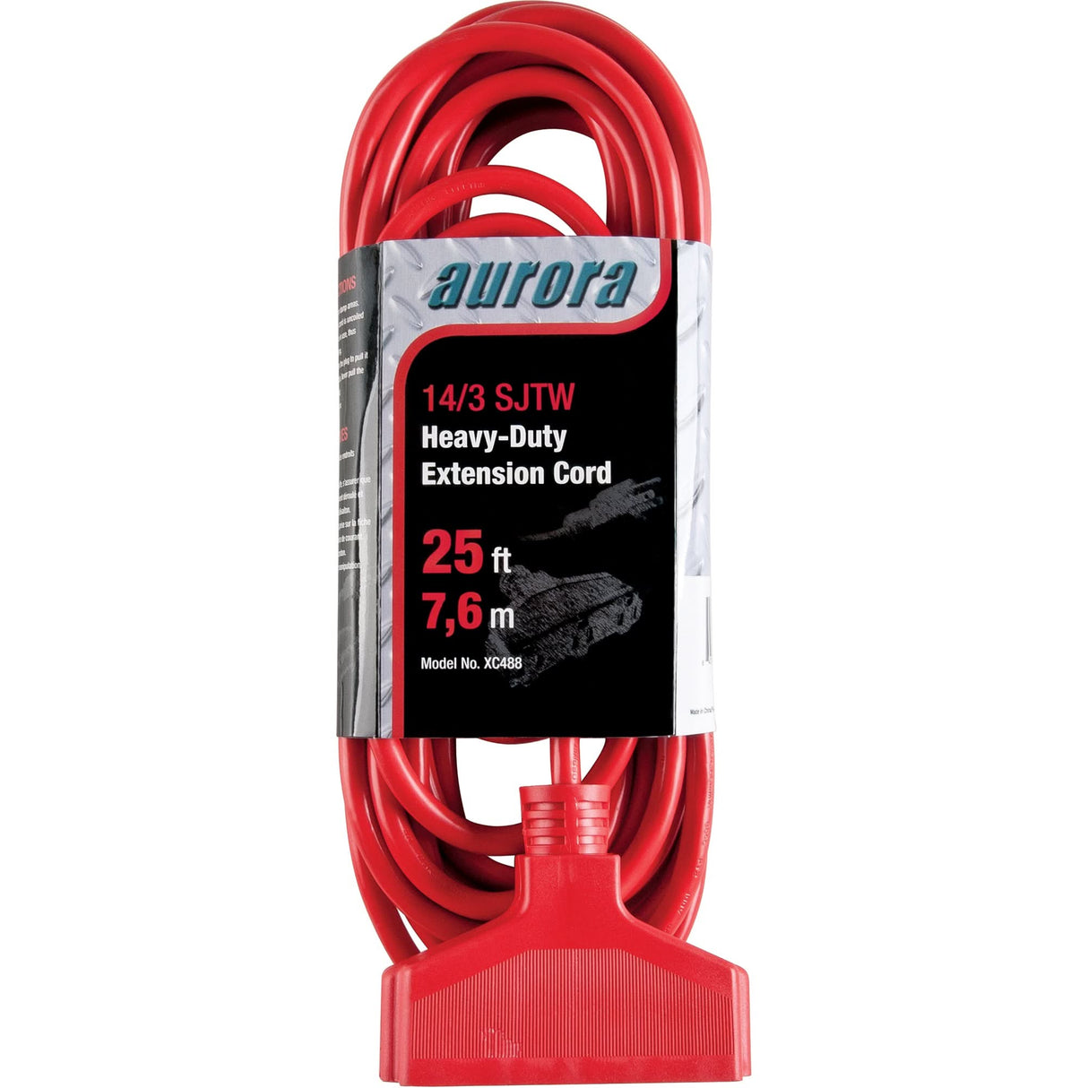 Vinyl Extension Cord, Outdoor, SJTW, 14/3 AWG, 15 A, 3 Outlet(s), 25'