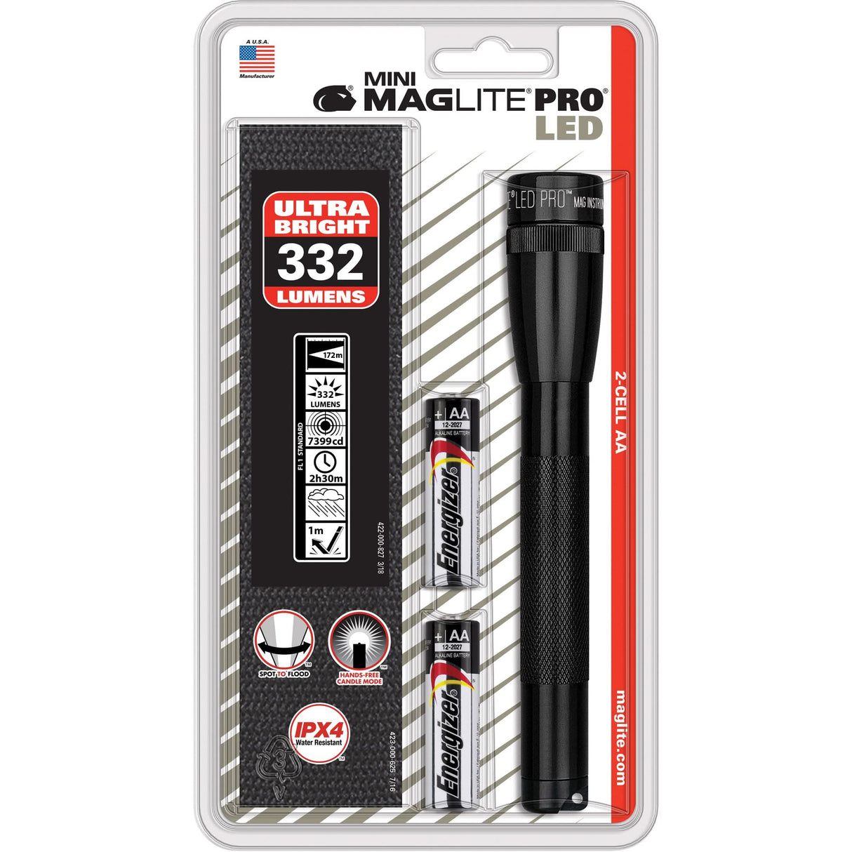 Mini® PRO Flashlight, LED, 332 Lumens, AA Batteries
