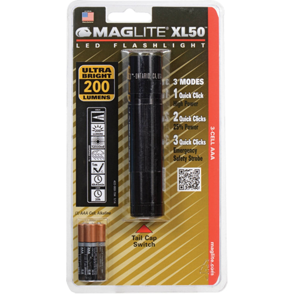 XL50™Flashlights, LED, 200 Lumens, AAA Batteries