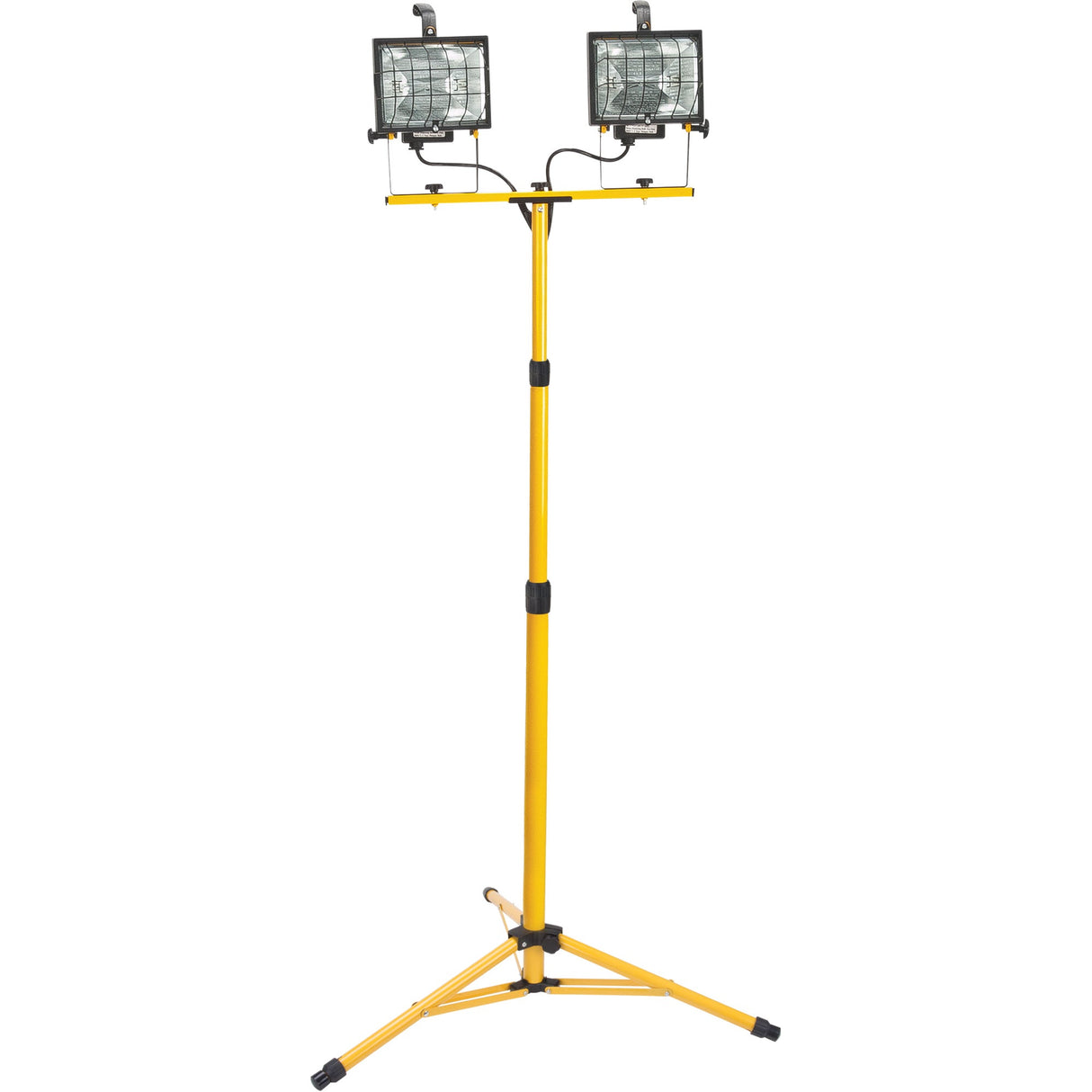 Twin-Head Work Light, Halogen, 500 W, 16000 Lumens, Steel Housing