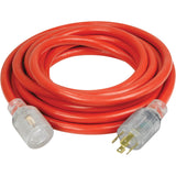 Generator Extension Cord with Quad Tap, Outdoor, 10 AWG, 30 A, 4 Outlet(s), 25'
